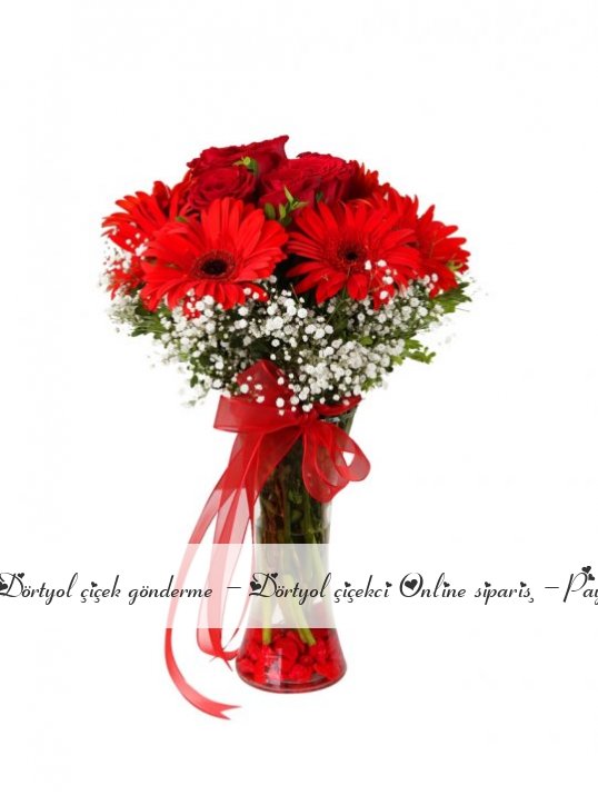 VAZODA KIRMIZI GÜL VE GERBERA